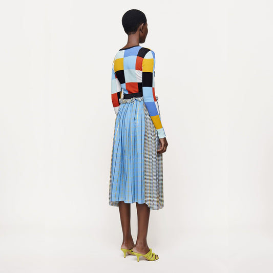 Jaime Plaid Frill Skirt - Blue