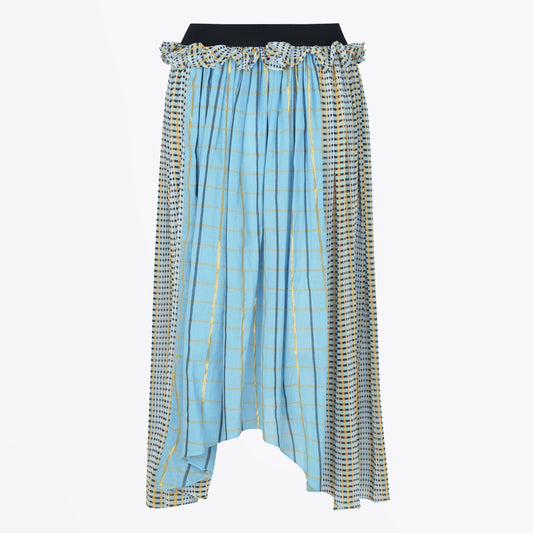 Jaime Plaid Frill Skirt - Blue