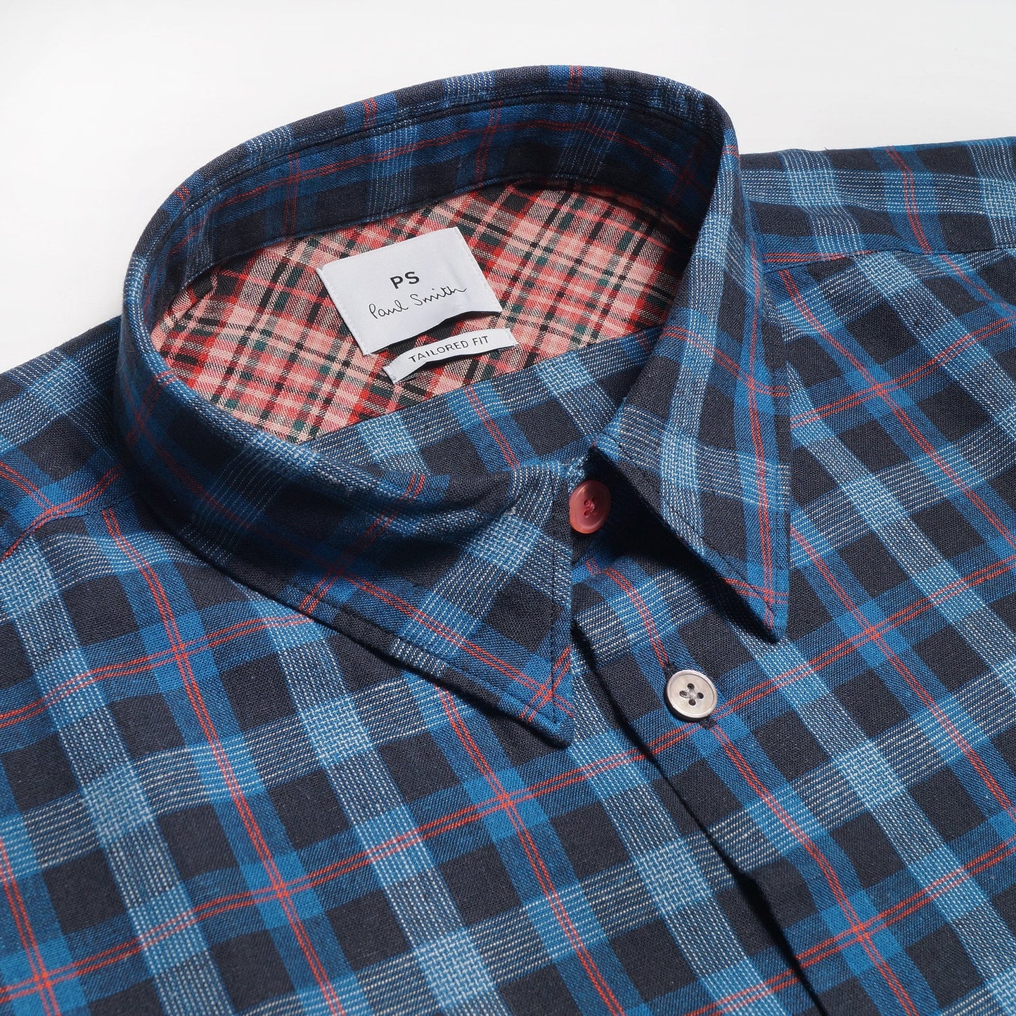 - Tailored Check Shirt - Navy