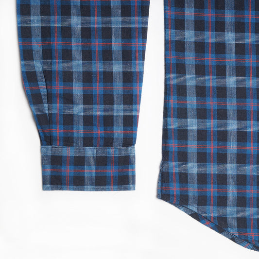- Tailored Check Shirt - Navy
