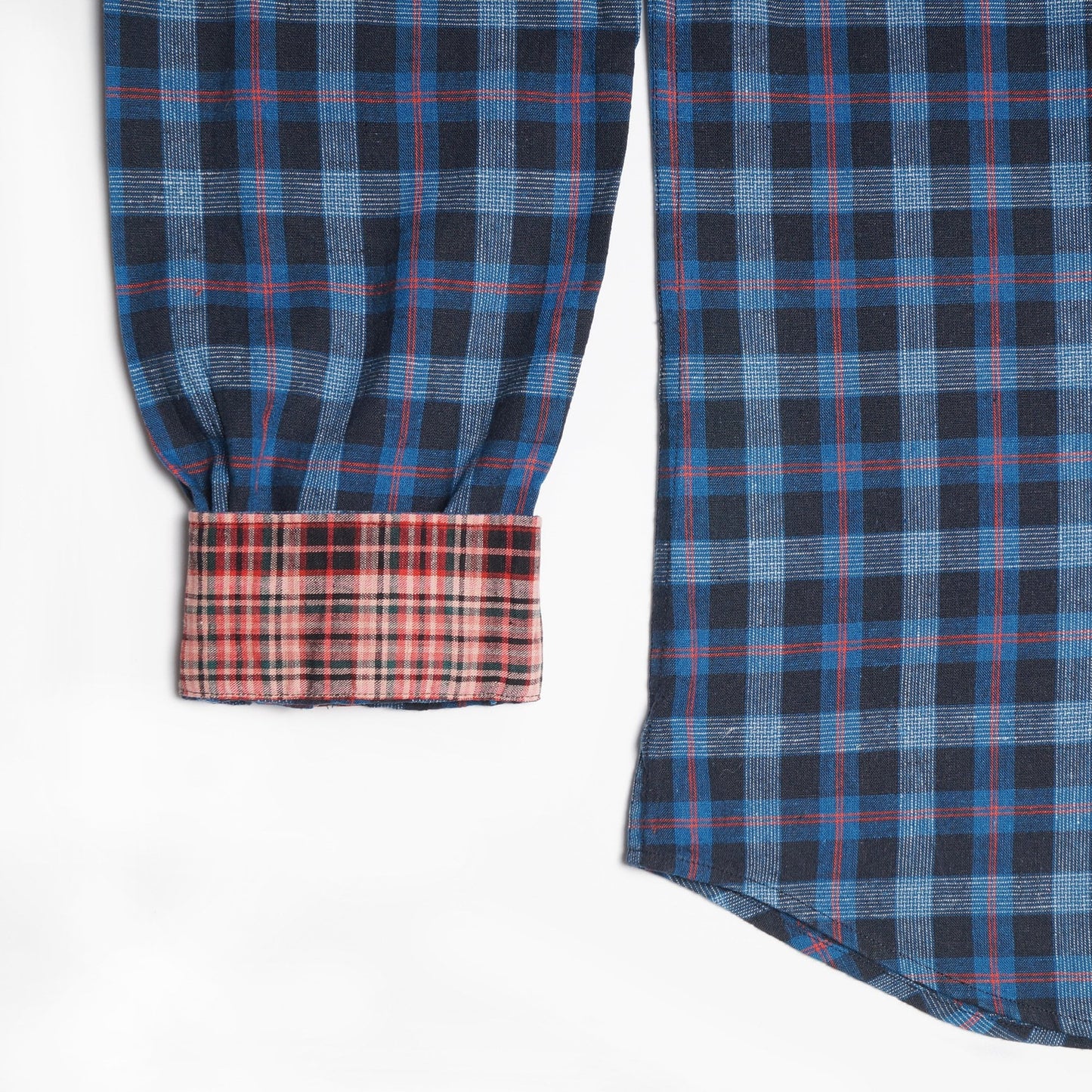 - Tailored Check Shirt - Navy