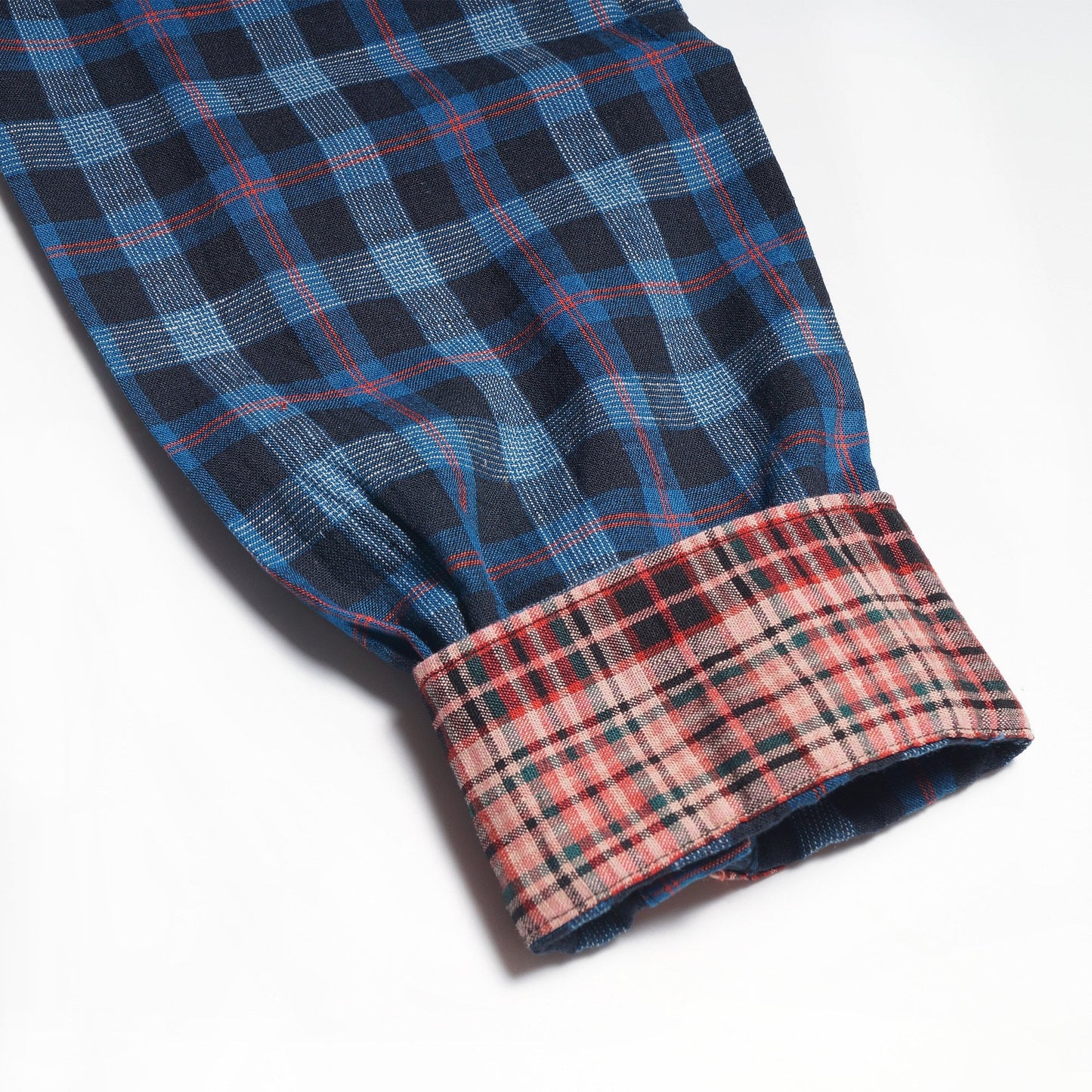 - Tailored Check Shirt - Navy