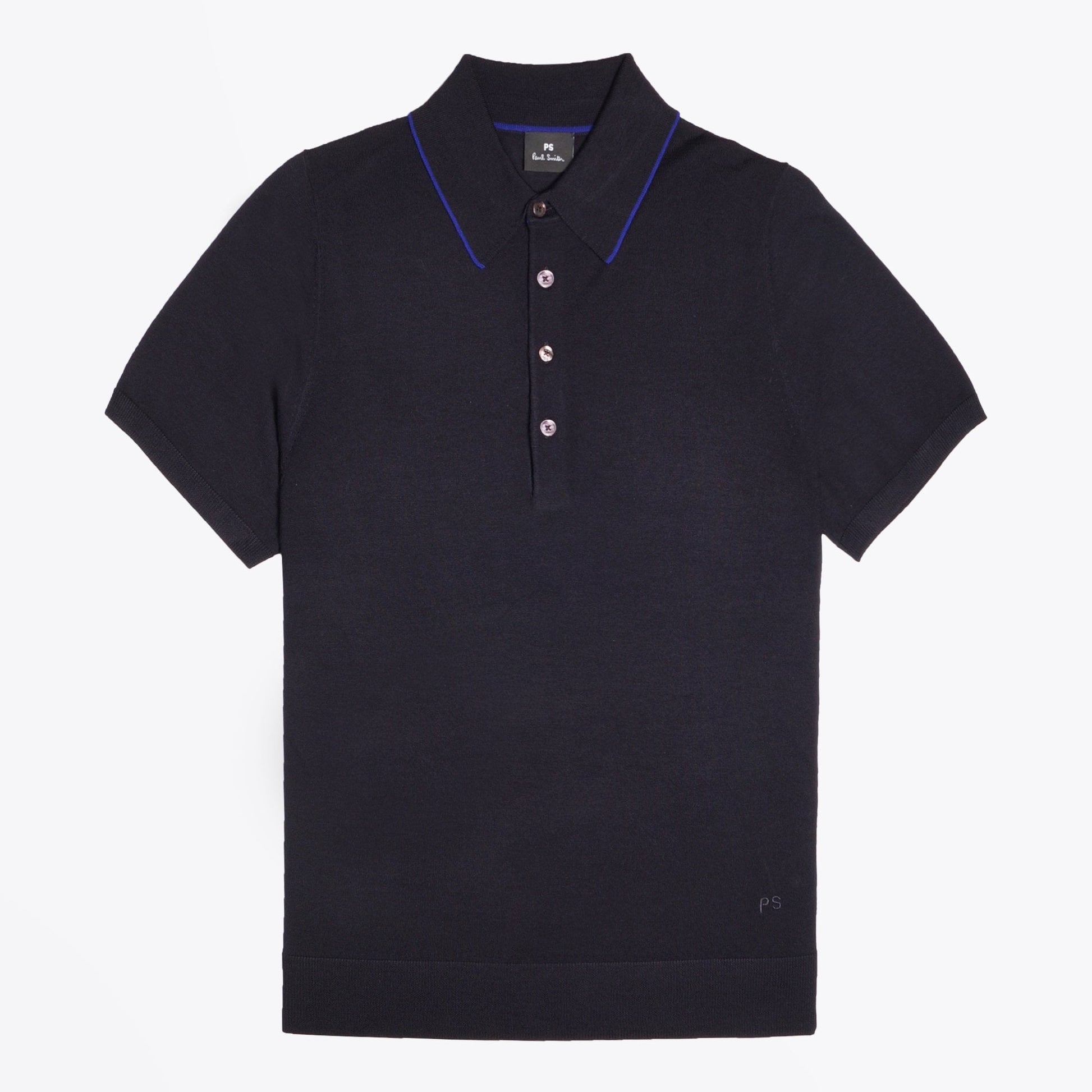 Paul Merino Wool Short-Sleeve Polo Shirt - Navy