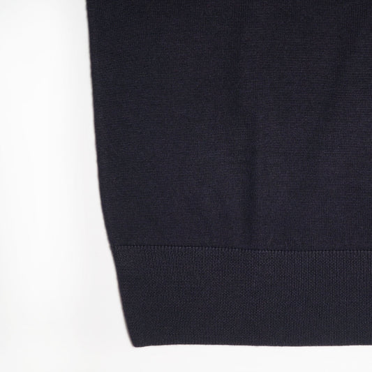 Merino Wool Short-Sleeve Polo Shirt - Navy