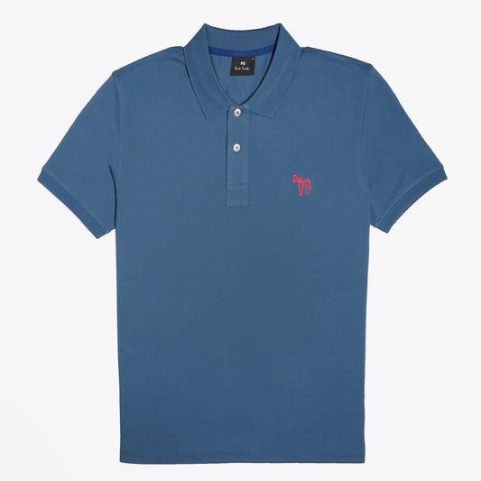 - Embroidered Zebra Polo Shirt - Blue
