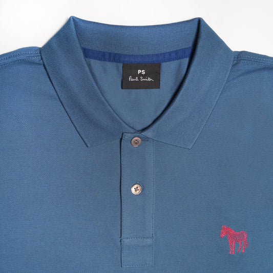 - Embroidered Zebra Polo Shirt - Blue