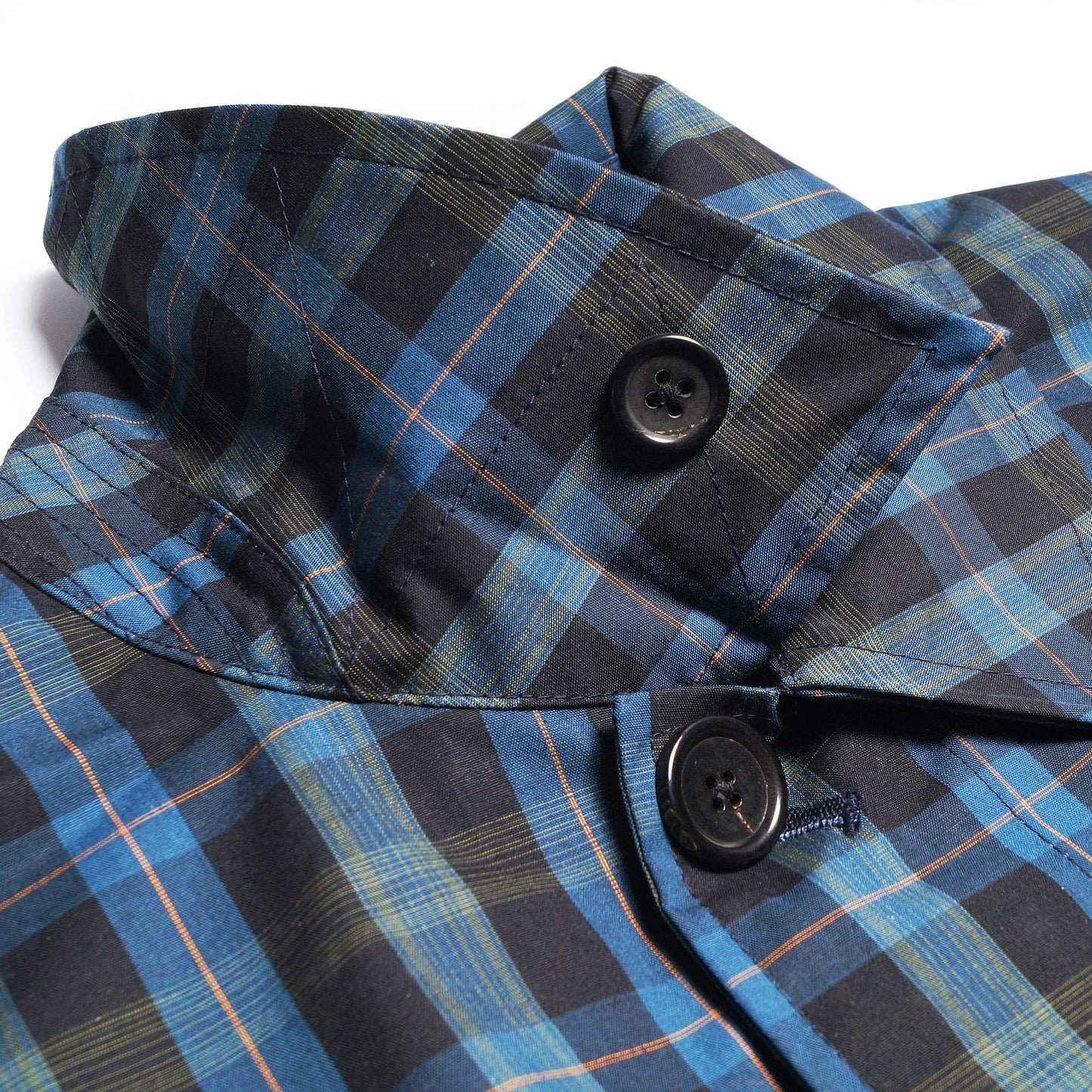 - Cotton Checked Mac Coat - Blue/Multi