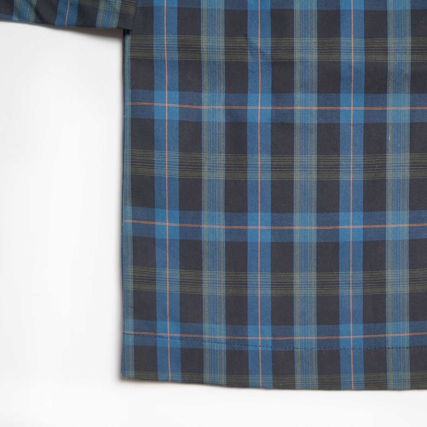 - Cotton Checked Mac Coat - Blue/Multi