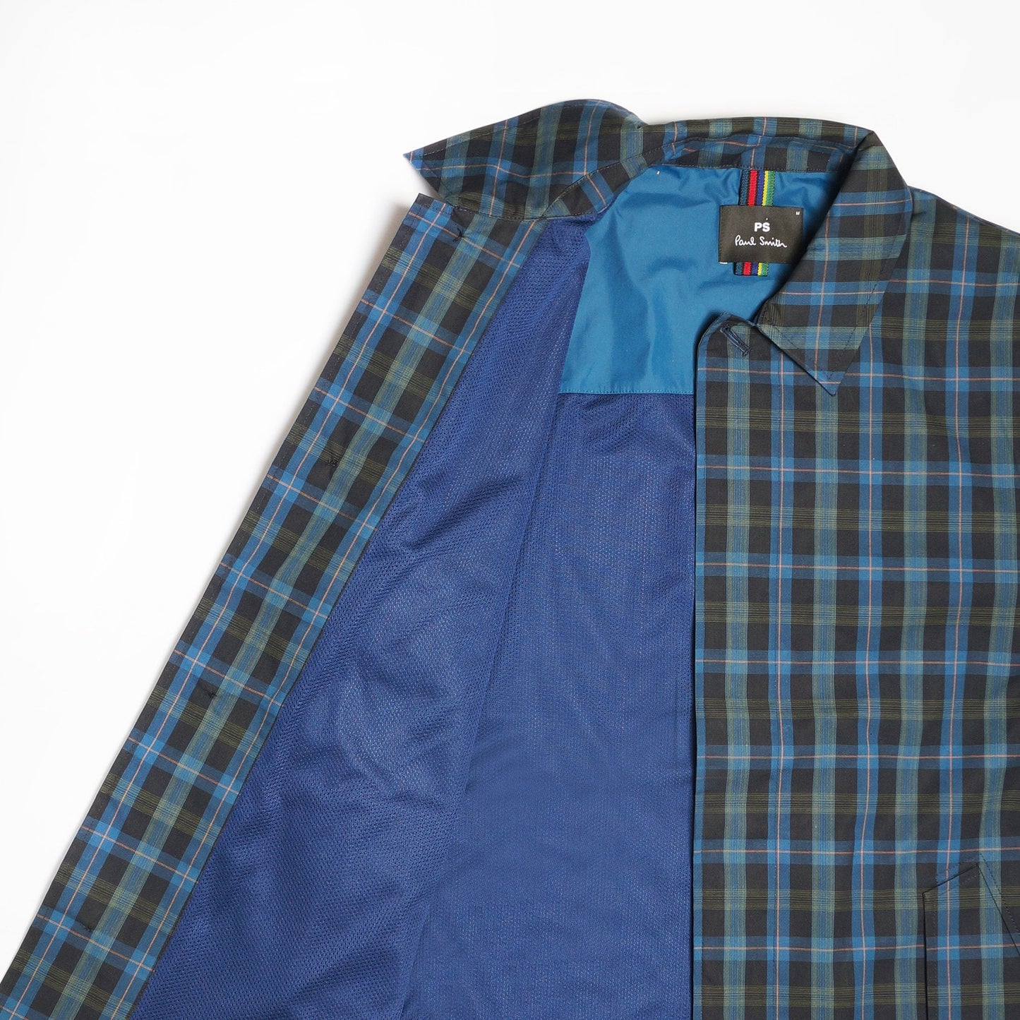 - Cotton Checked Mac Coat - Blue/Multi