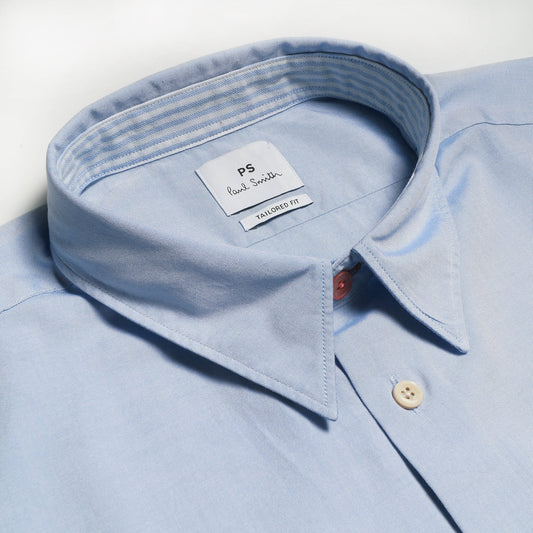 - Cotton Contrast Pocket Shirt - Blue