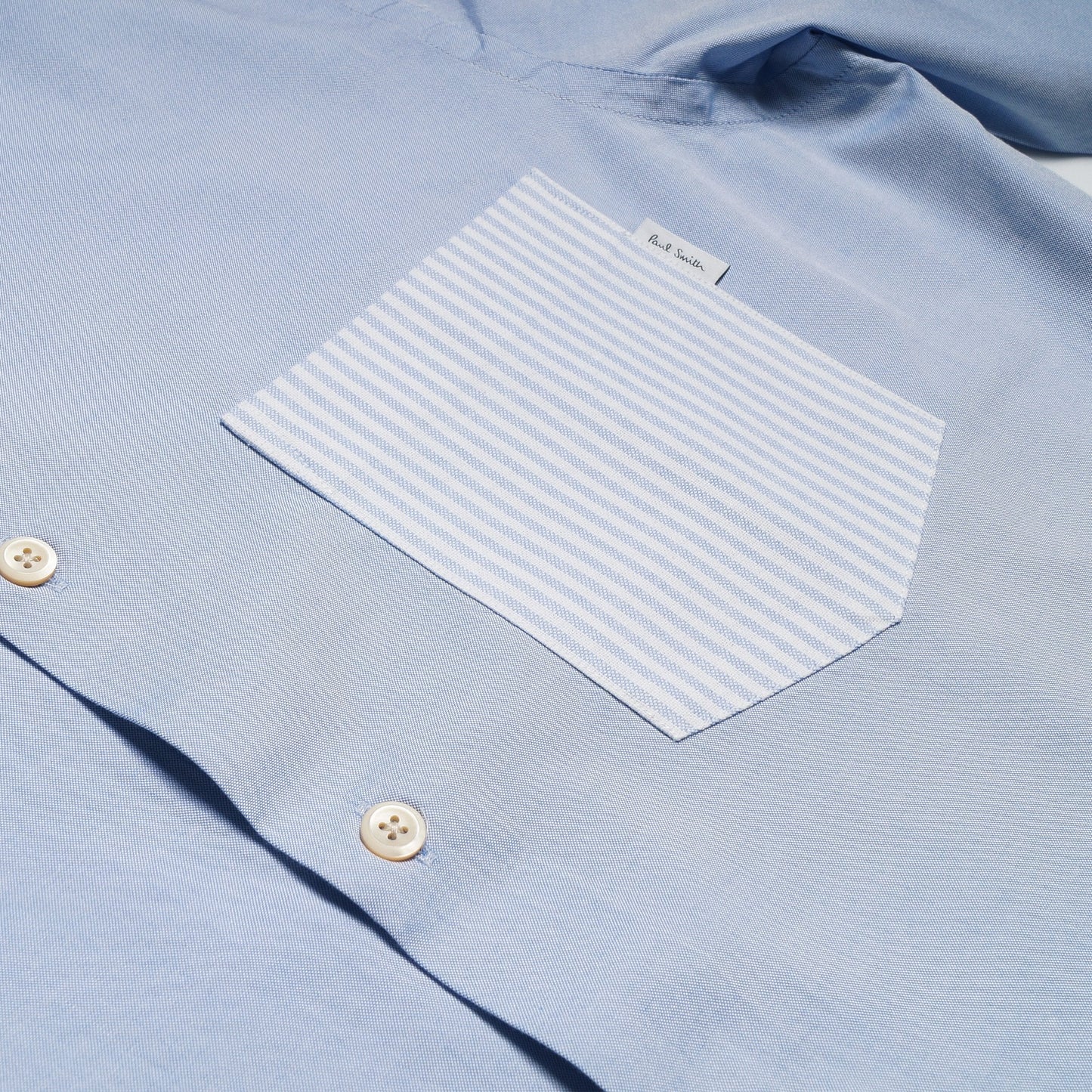 - Cotton Contrast Pocket Shirt - Blue