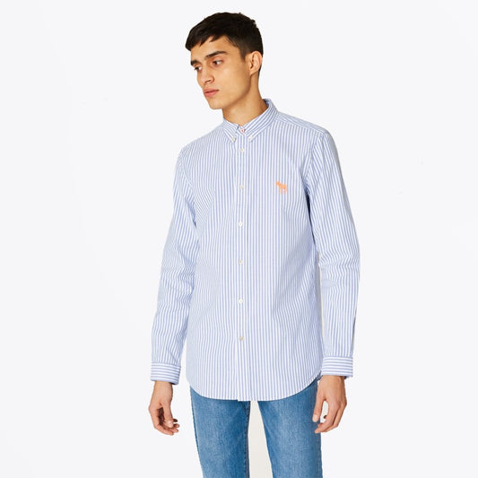 - Tailored Fit Striped Shirt - Blue