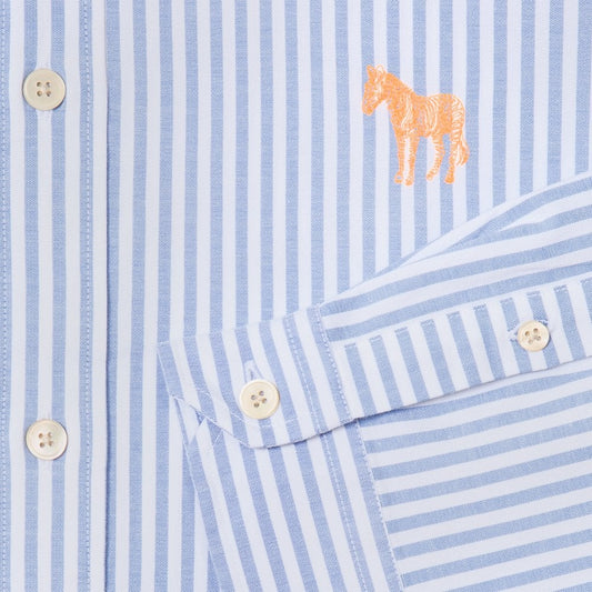 - Tailored Fit Striped Shirt - Blue