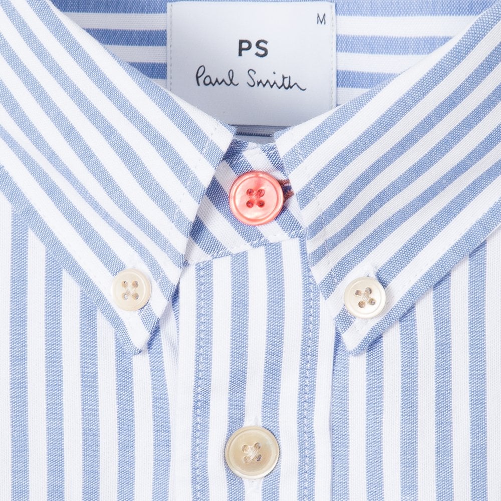 - Tailored Fit Striped Shirt - Blue