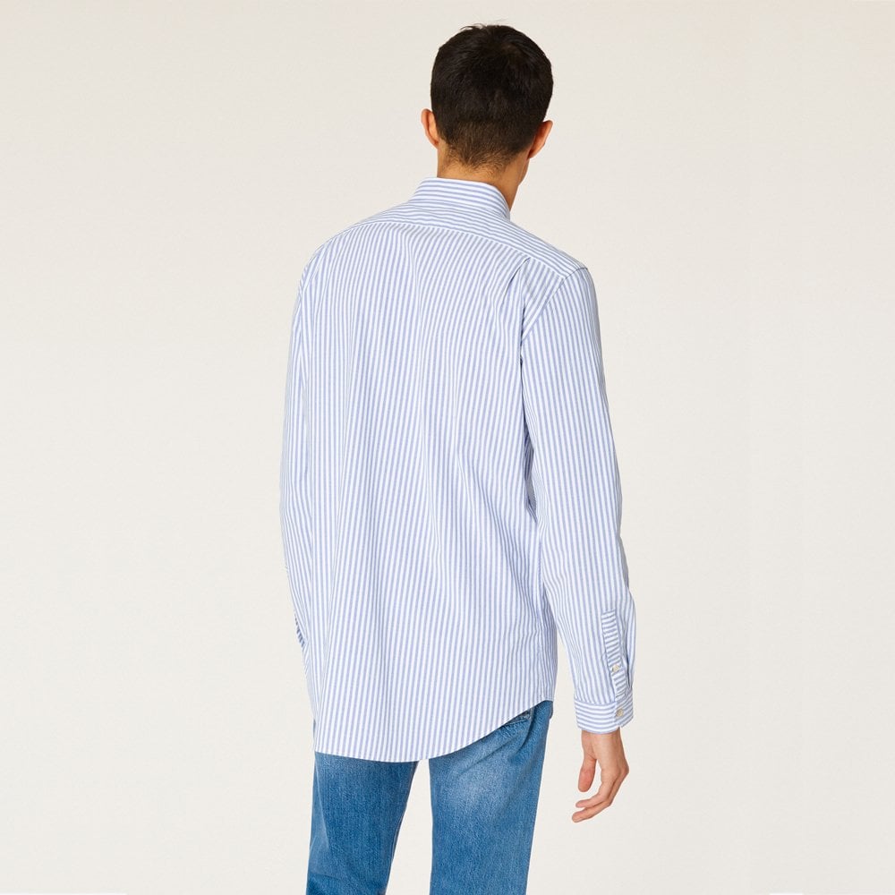 - Tailored Fit Striped Shirt - Blue
