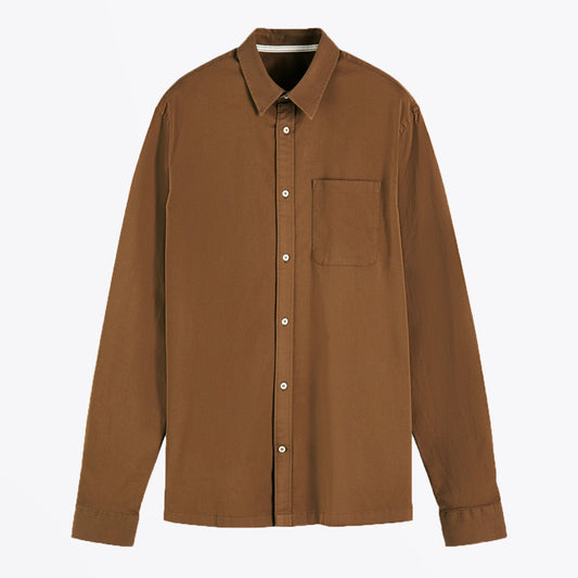 - Cotton Twill Shirt - Brown