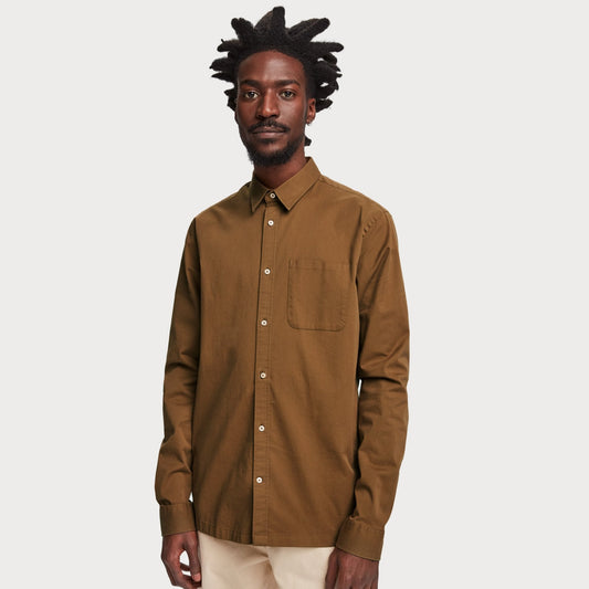 - Cotton Twill Shirt - Brown