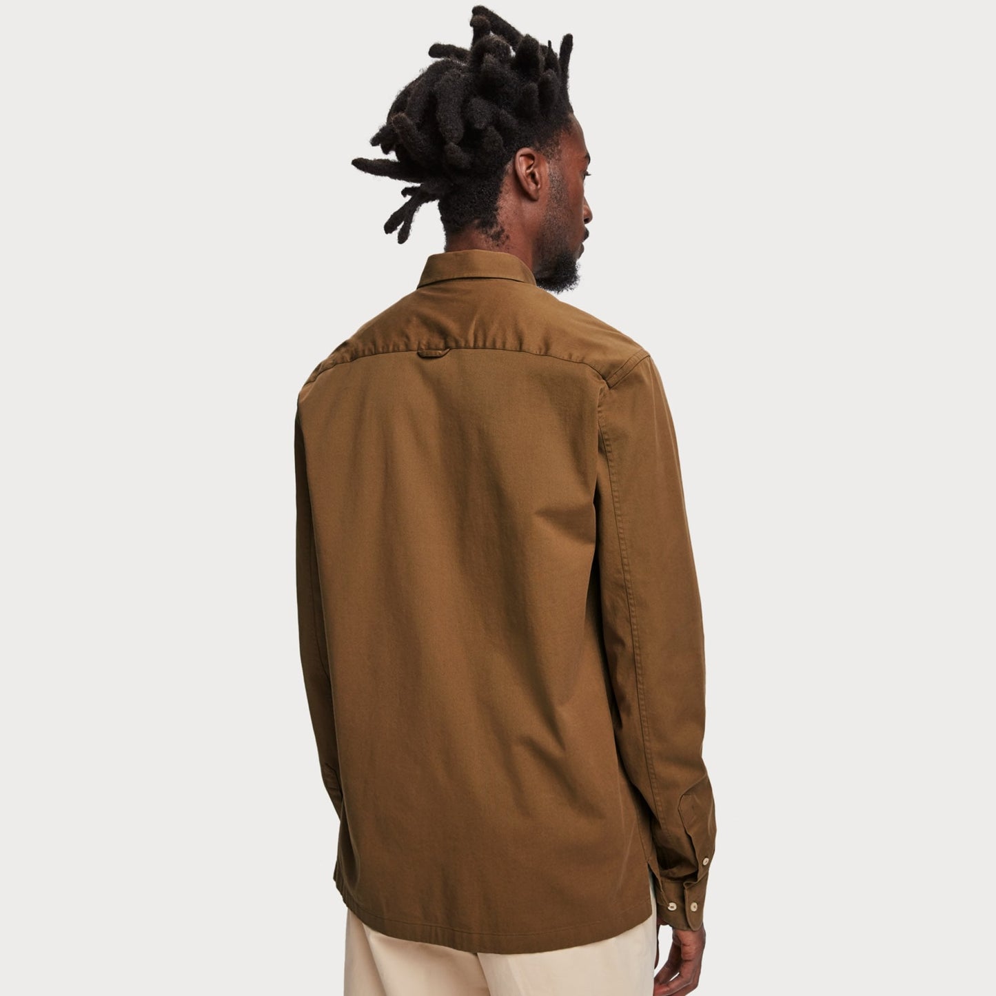 - Cotton Twill Shirt - Brown