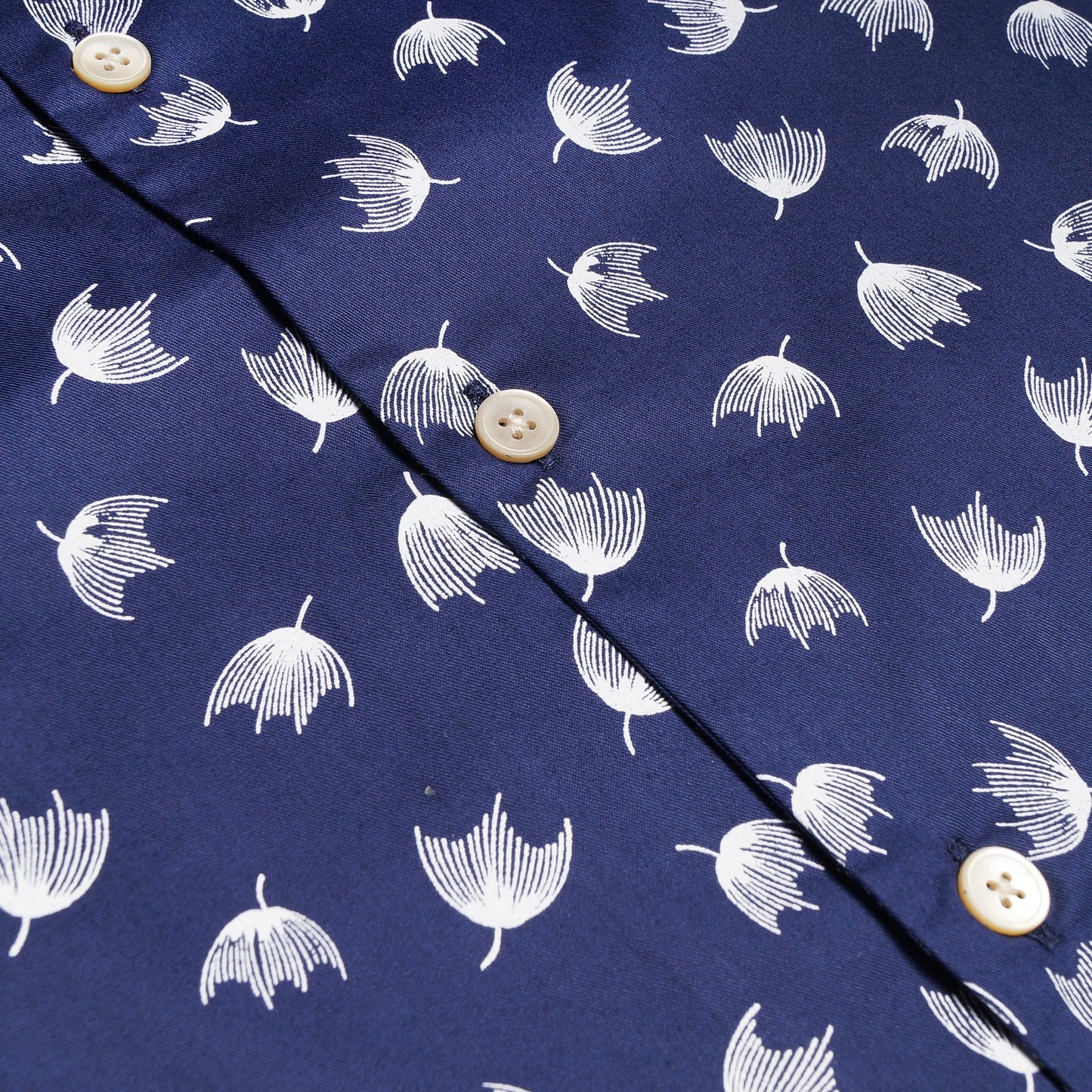 - Cotton Dandelion Print Shirt - Navy
