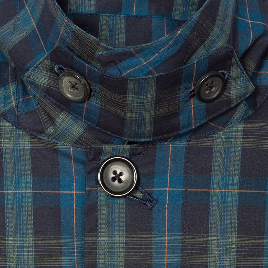 - Cotton Checked Mac Coat - Blue/Multi