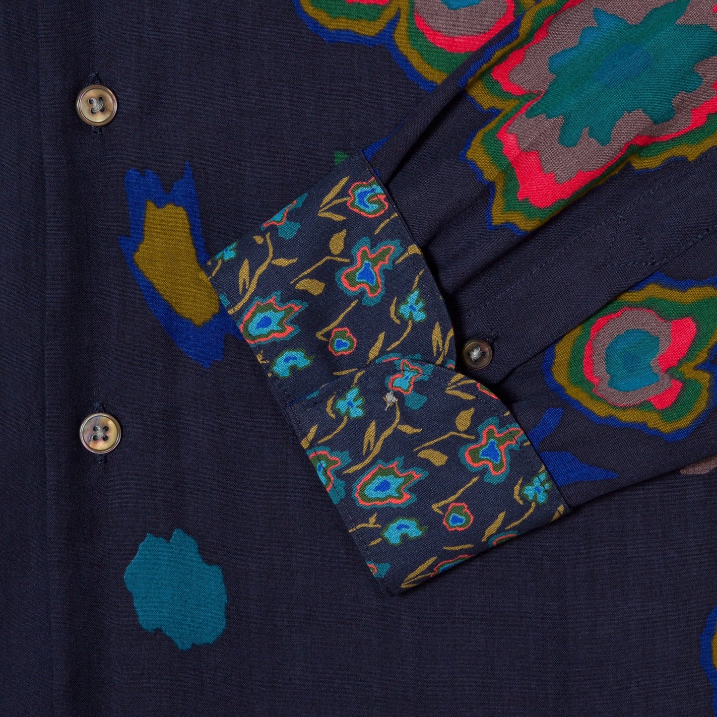 - Tailored-Fit Printed Shirt - Dark Navy