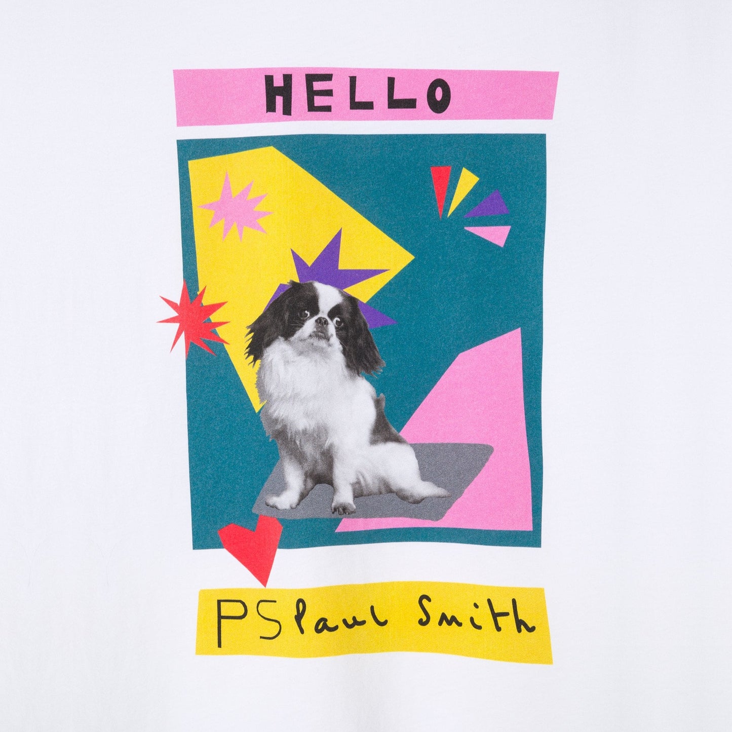 - Cotton 'Geometric Dog' Print T-shirt - White