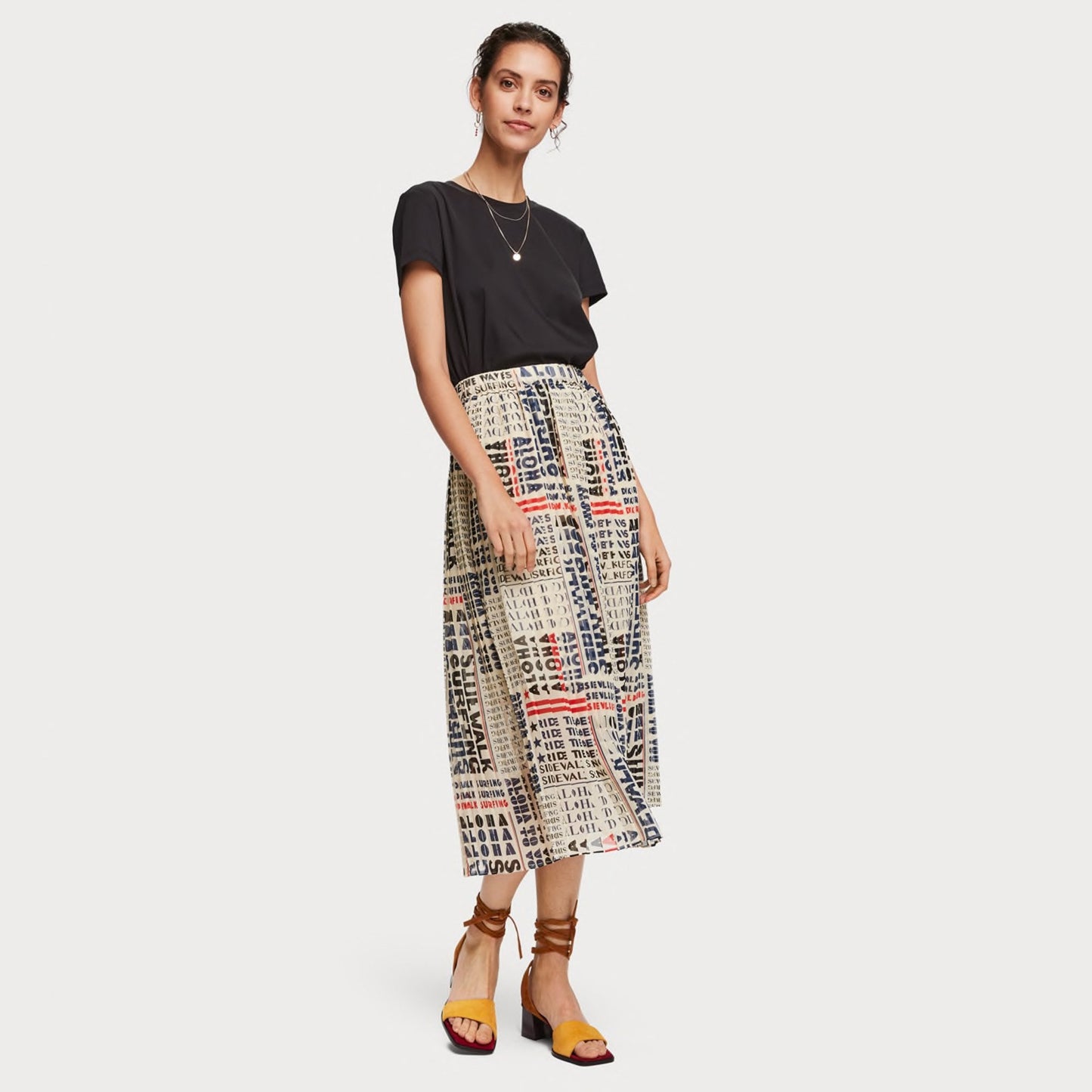 - Pleated Chiffon Skirt - Multi