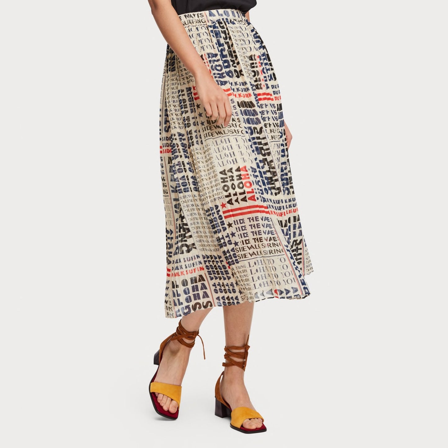 - Pleated Chiffon Skirt - Multi