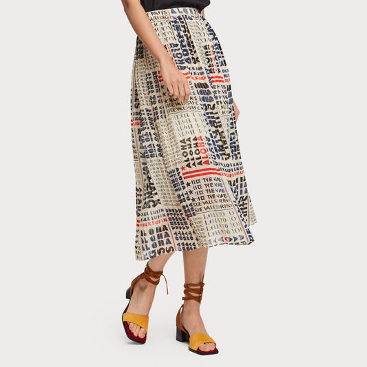 - Pleated Chiffon Skirt - Multi
