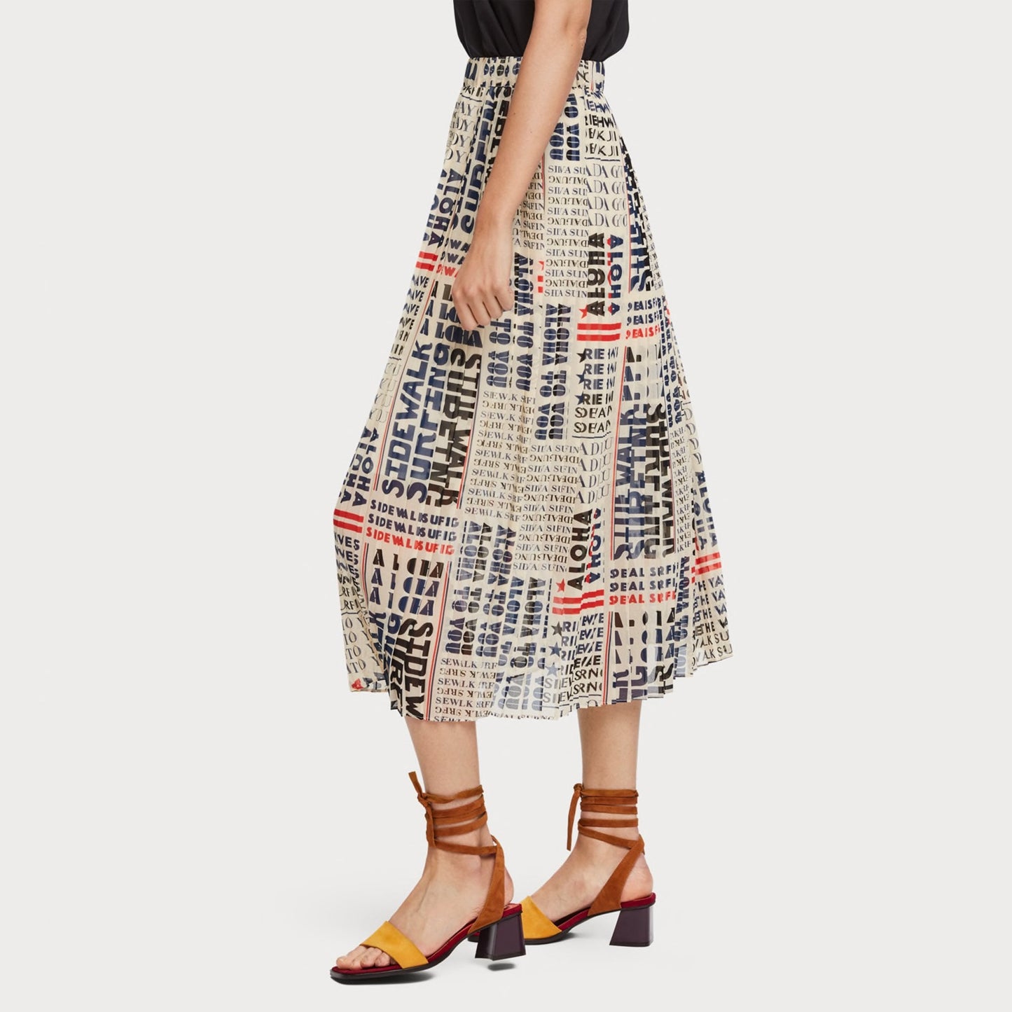 - Pleated Chiffon Skirt - Multi