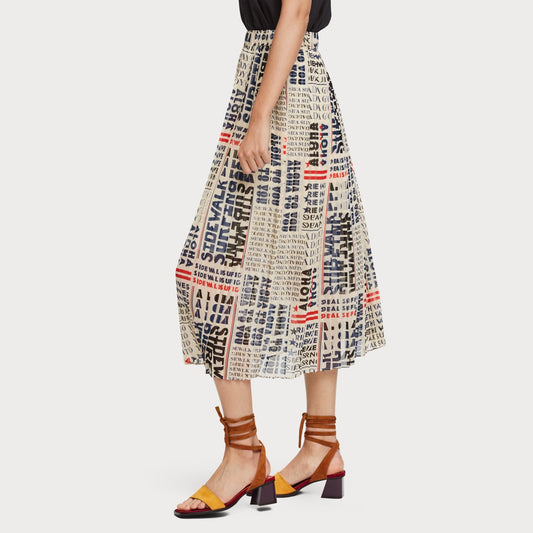 - Pleated Chiffon Skirt - Multi