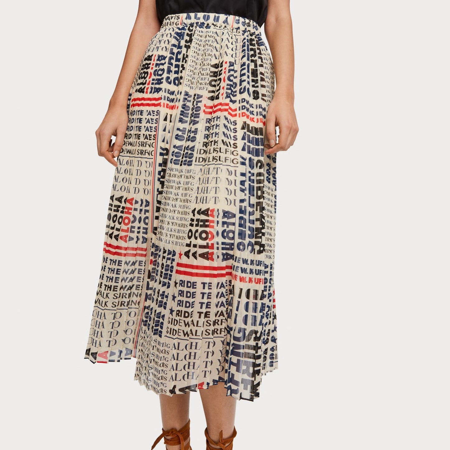 - Pleated Chiffon Skirt - Multi