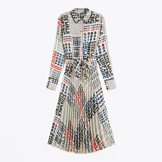 - Pleated Midi Dress - Multi