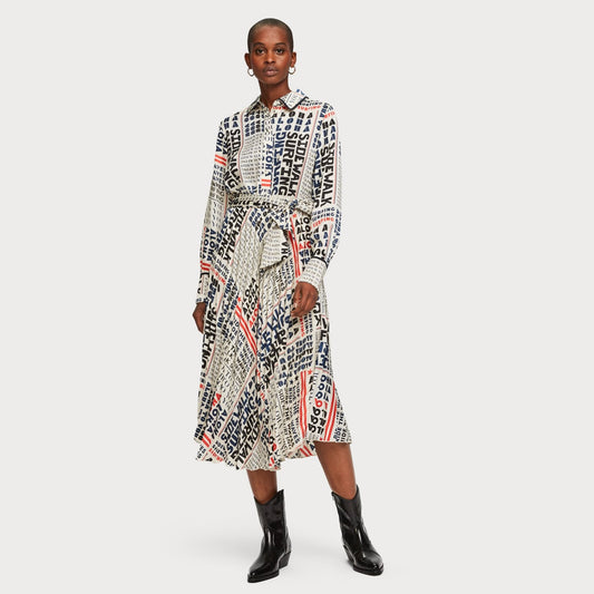 - Pleated Midi Dress - Multi