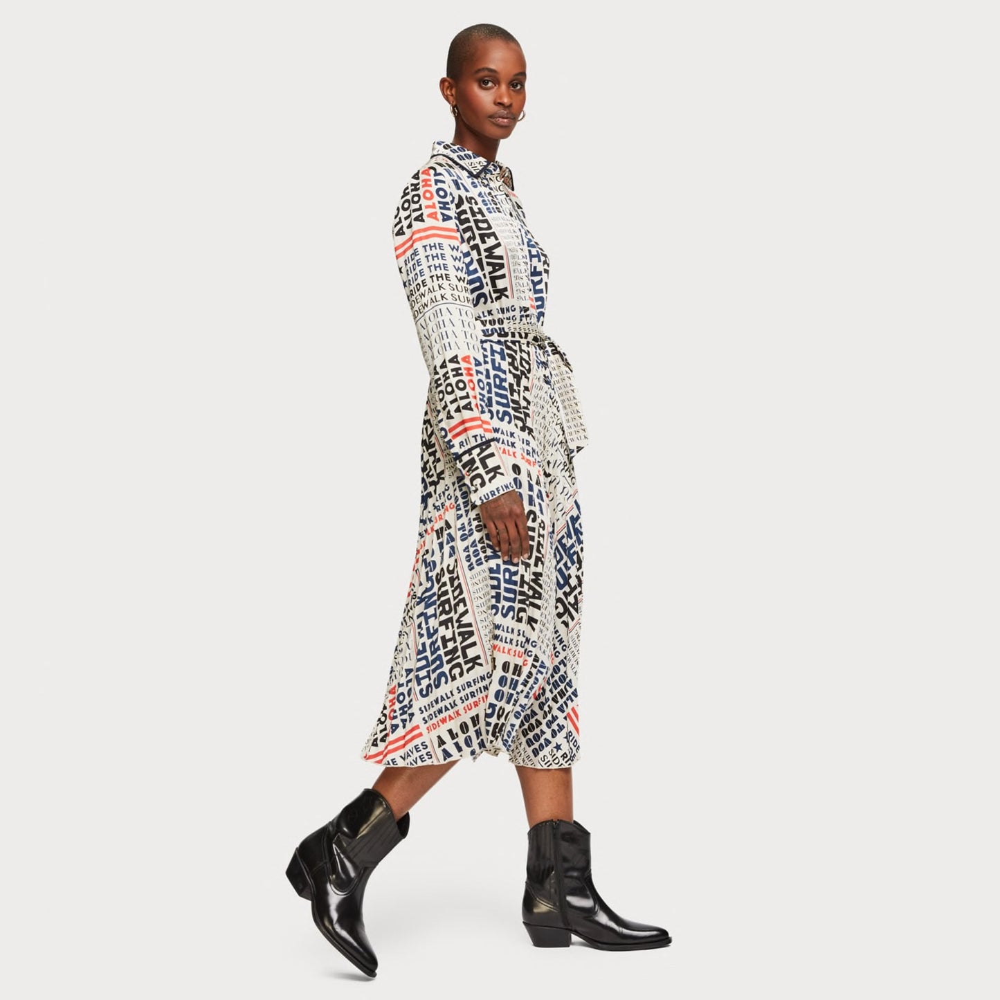 - Pleated Midi Dress - Multi