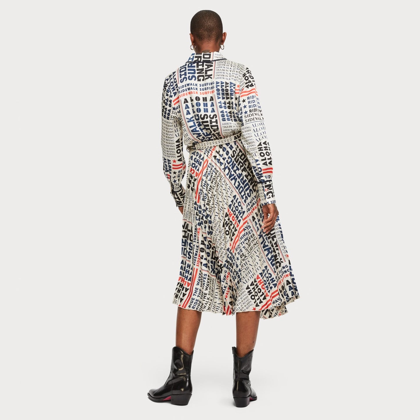 - Pleated Midi Dress - Multi