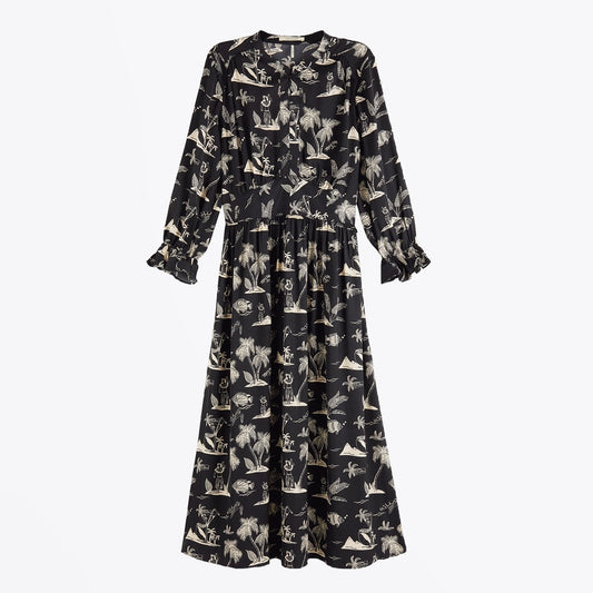 - Printed Satin Midi Dress - Multi