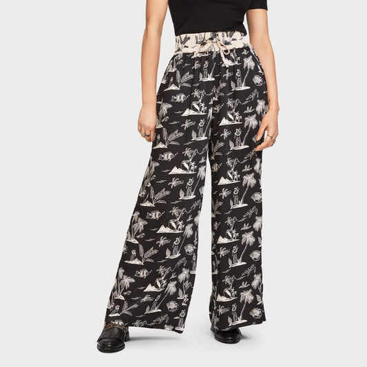 - Printed Wide-Leg Trousers - Multi