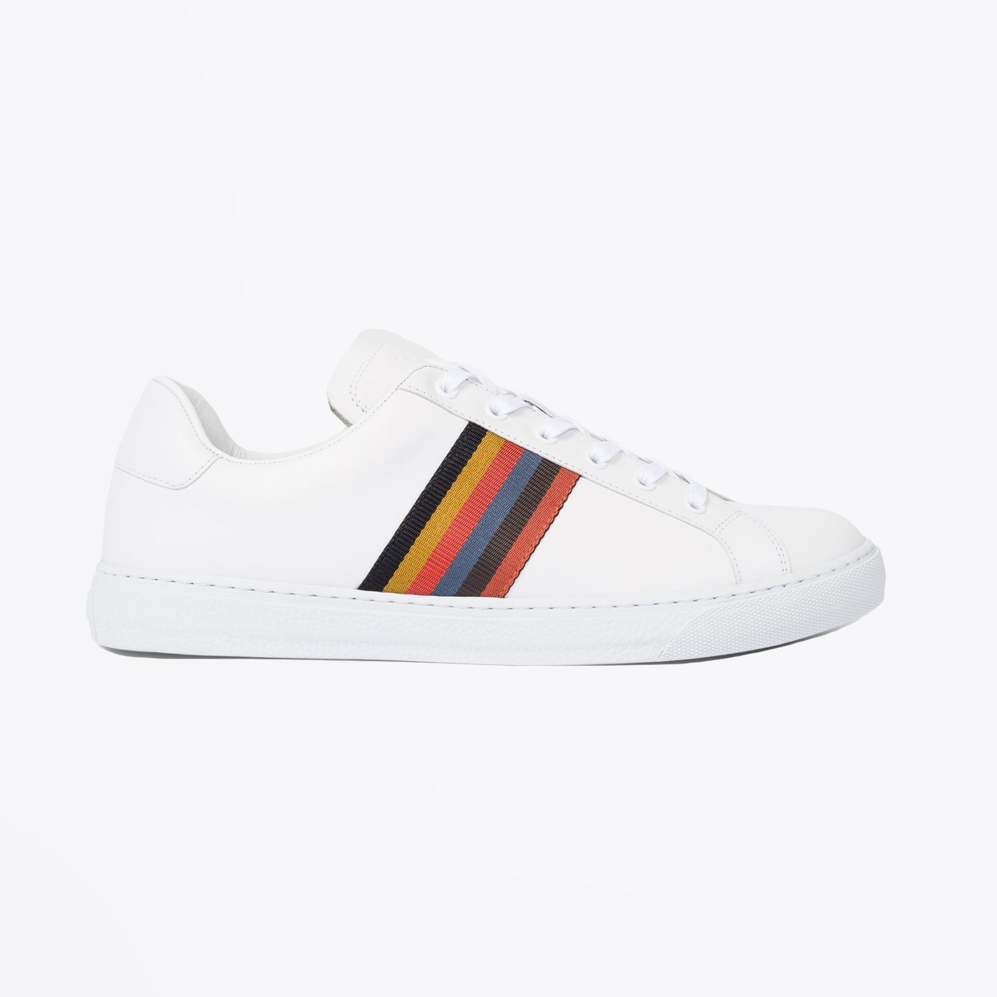 Paul Hansen Leather 'Bright Stripe' Trainers - White