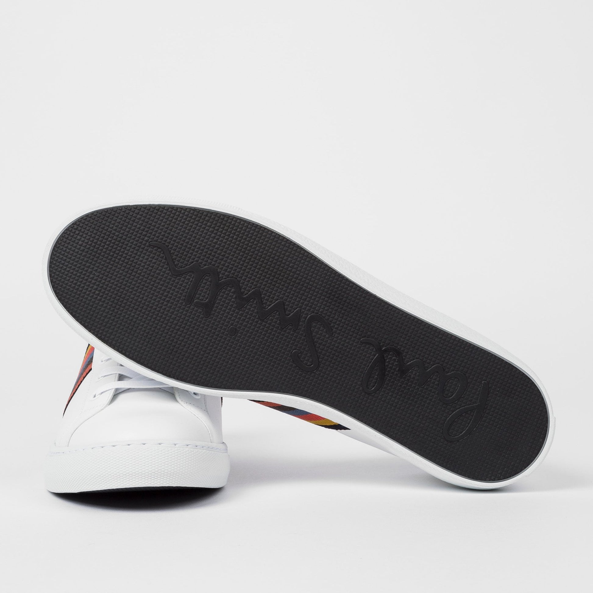 Paul Hansen Leather 'Bright Stripe' Trainers - White