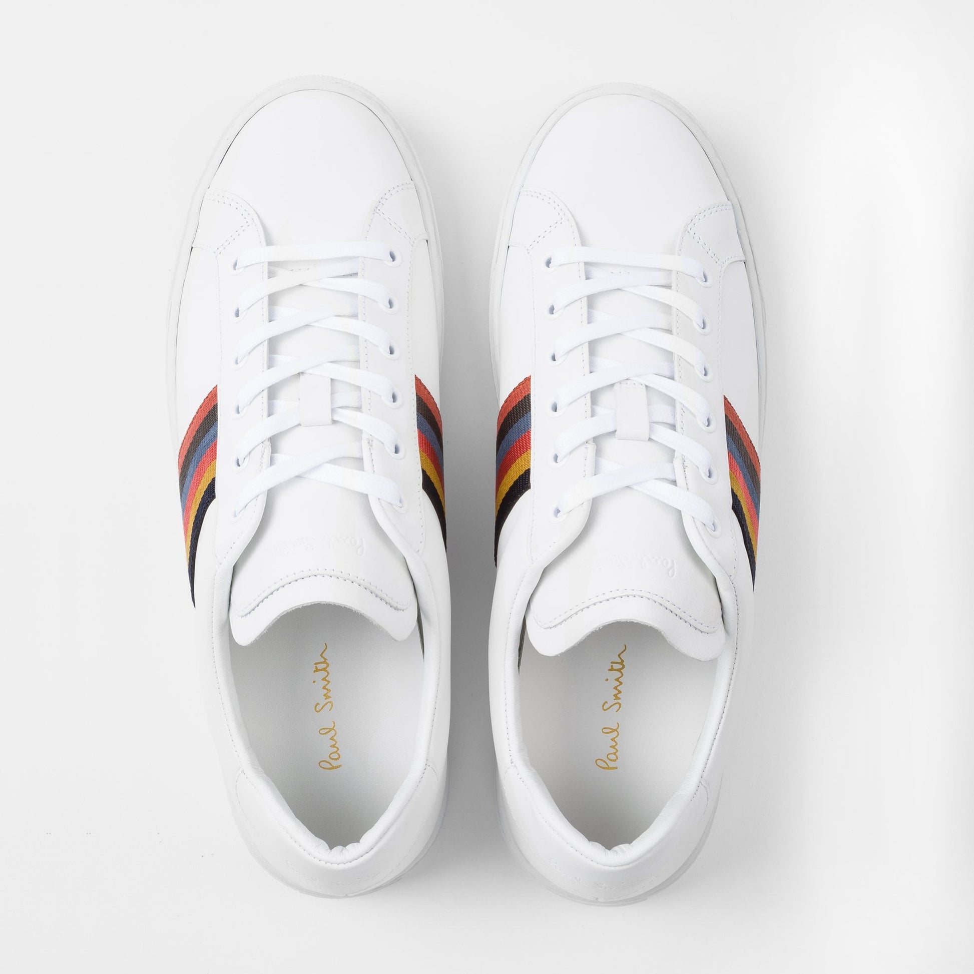 Paul Hansen Leather 'Bright Stripe' Trainers - White