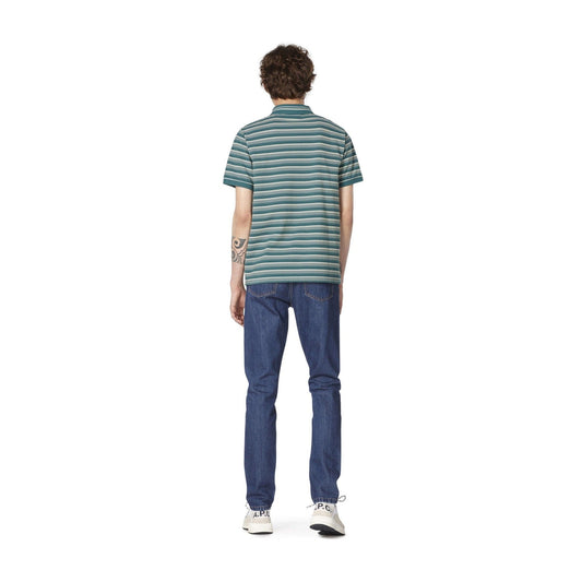 - Esteban - Striped Polo T-Shirt - Green/White