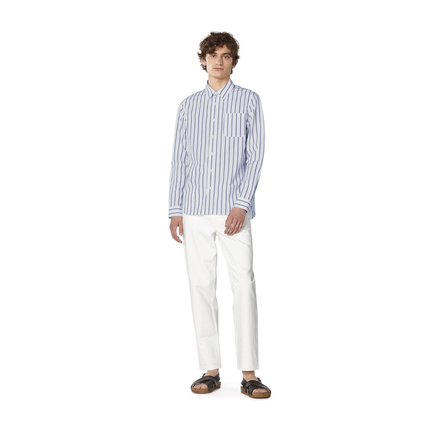 - Rami - Cotton Striped Shirt - White/Blue