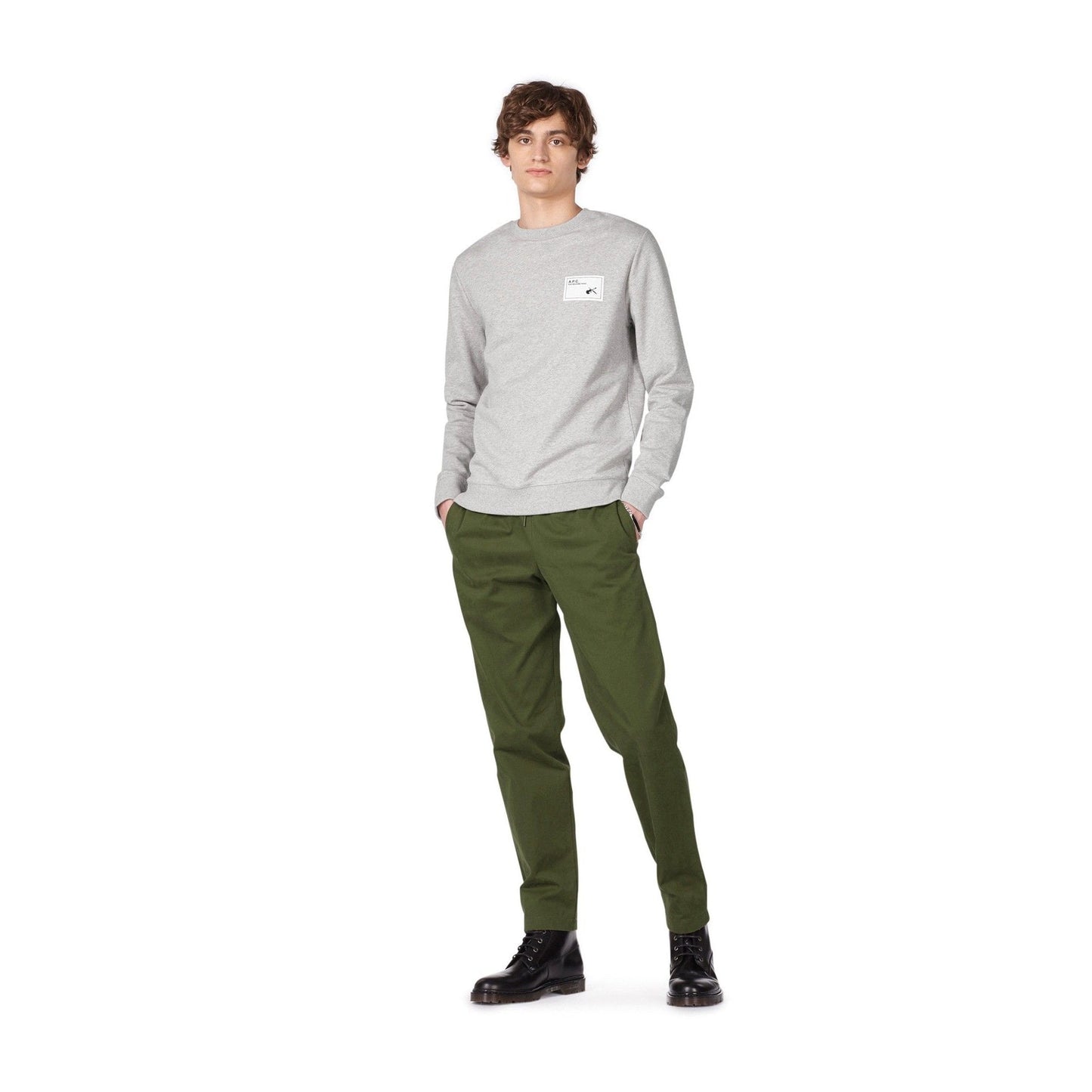 Neil - Logo Patch Sweater - Grey