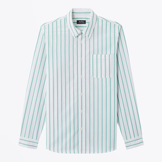 - Rami - Cotton Striped Shirt - White/Green