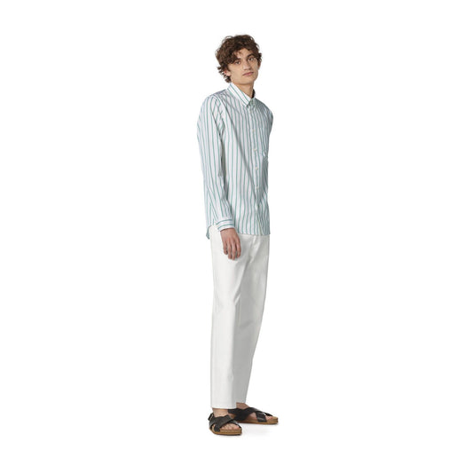 - Rami - Cotton Striped Shirt - White/Green