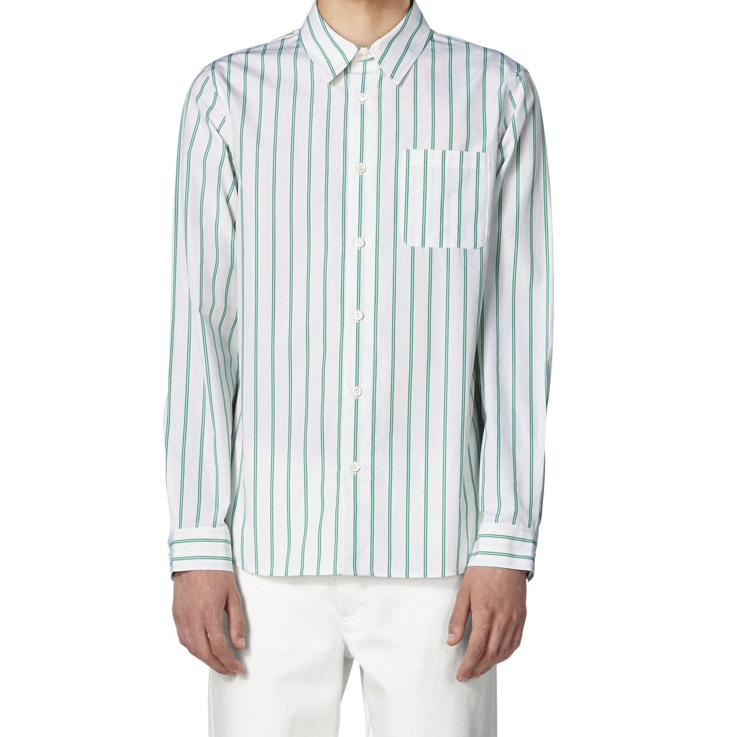 - Rami - Cotton Striped Shirt - White/Green