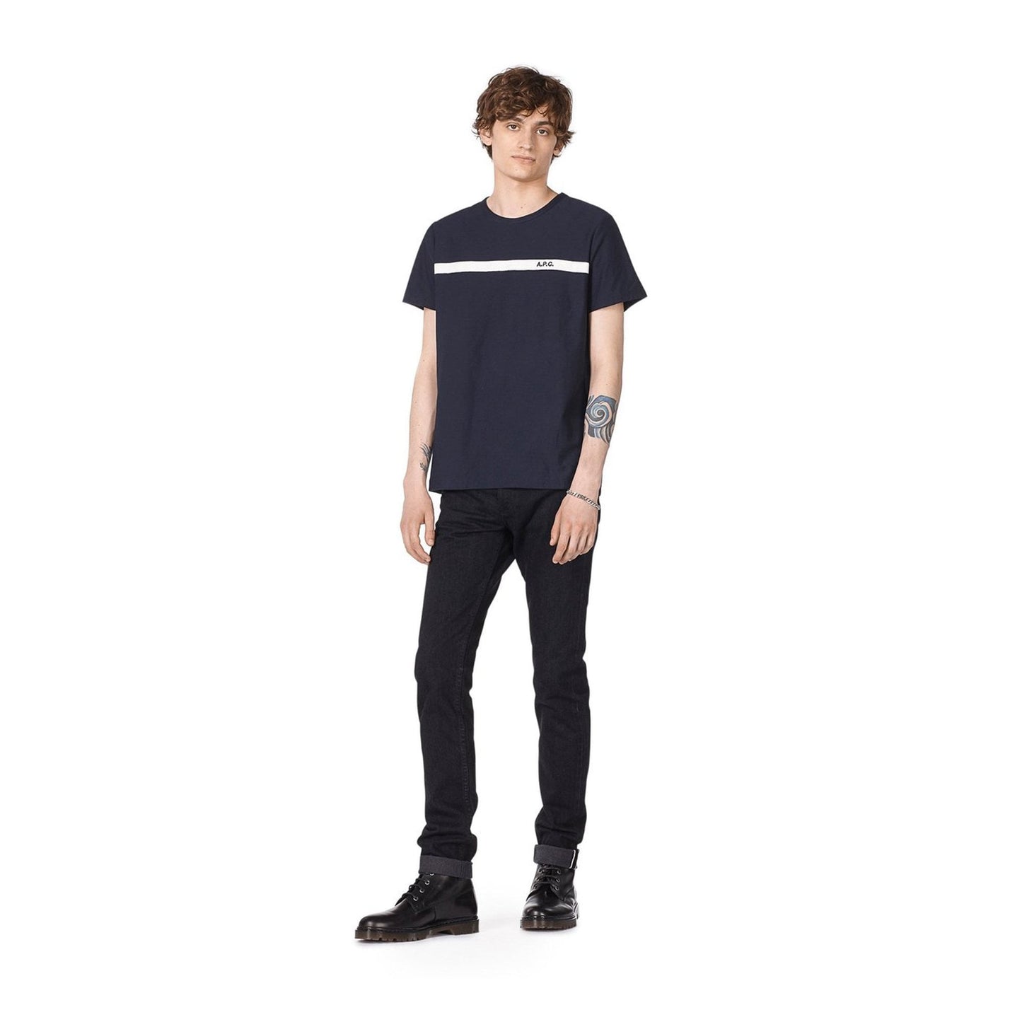 - Yakuta - Cotton Jacquard T-Shirt - Dark Navy