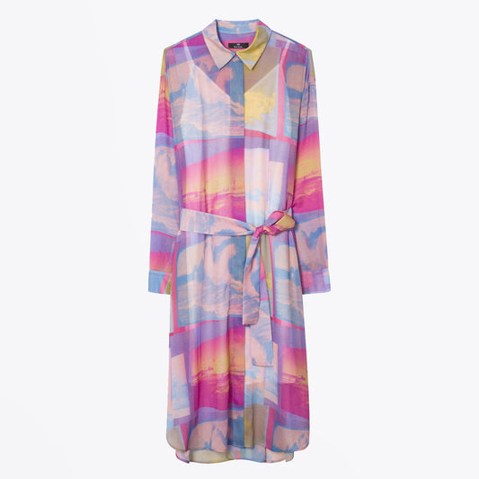 - Chiffon Printed Dress - Pink/Multi