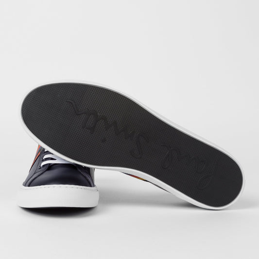Hansen Leather Stripe Trainers - Dark Navy
